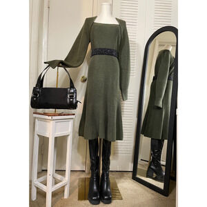 NWT Square Neck Scoop Sweater Dress Green Size XL (16-18) Dress ONLY